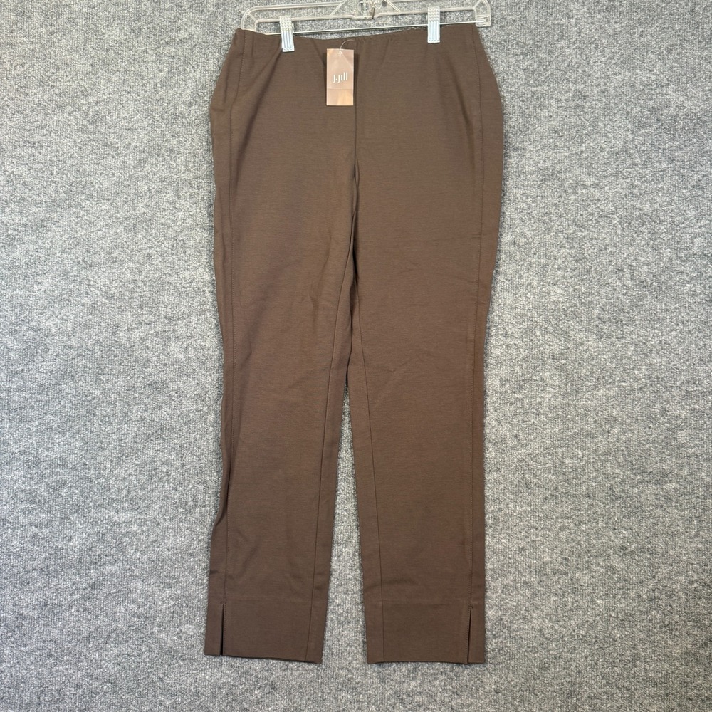 NEW J.Jill‎ Pants Womens XS Brown Ponte Slim Leg Stretch Waist Pull On Cropped